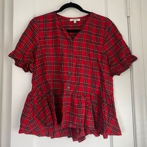 Madwell tartan plaid blouse